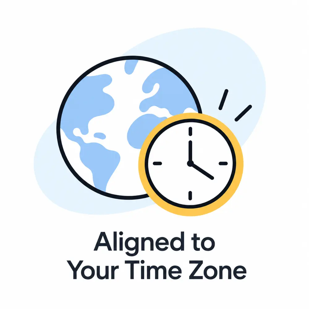 A globe and clock representing time zone alignment